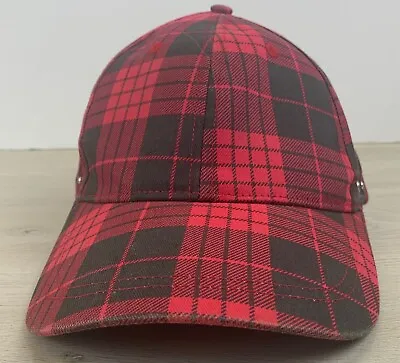 Plaid Red Black Hat Red Adjustable Adult Hat Adjustable Red Hat Cap • $7.20