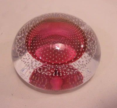 $99 • Buy Vintage Val St Lambert Cranberry Controlled Bubble Paperweight 3 1/2  Vgc