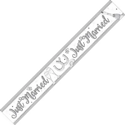 £1.99 • Buy Just Married Mr And Mrs Party Foil Banner Bunting Decorations Banners Partyware