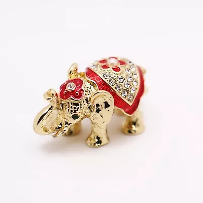 $9.99 • Buy Bejeweled Enameled Animal Trinket Box/Figurine With Rhinestones-Tiny Elephant