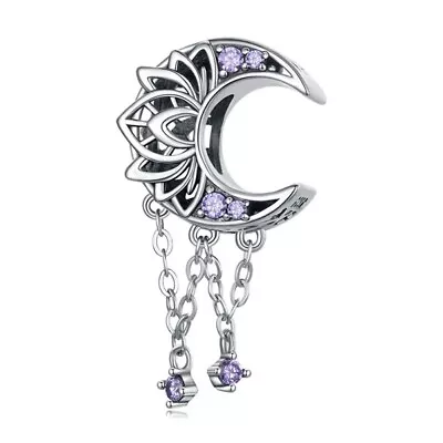 $28.99 • Buy SOLID Sterling Silver Lotus Flower Moon Dream Catcher Charm -YOUnique Designs