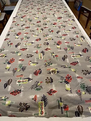 Vintage Mid-century BARKCLOTH FABRIC 17 Feet 22 Inches By 35 Inches • $65