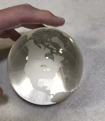 Vintage Solid Glass World Globe Paperweight  - Frosted Glass - 4  • $13.96