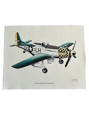 Vintage 1981 Airplane Print North American P-51D Mustang • $20
