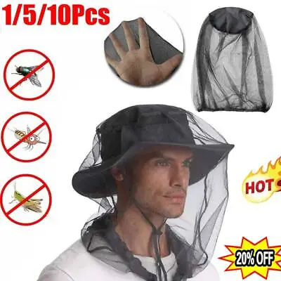 1/5/10 Midge Mosquito Insect Hat Bug Mesh Head Net Face-Protector • £2.98