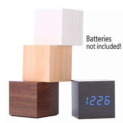 New Modern Wooden Wood Digital LED Desk Alarm Clock Thermometer Timer Calendar • $9.98