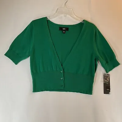 Mossimo Supply Co Green V Neck Button Front Short Cropped Cardigan Sweater NWT • $11.90