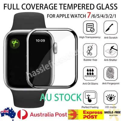 $6.49 • Buy For Apple Watch IWatch 7/6/5/4/3/2/1/SE Tempered Glass Full Screen Protector