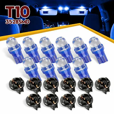 10PC Blue T10 168 194 LED Bulbs Instrument Gauge Cluster Dash Light W/ Sockets • $6.89