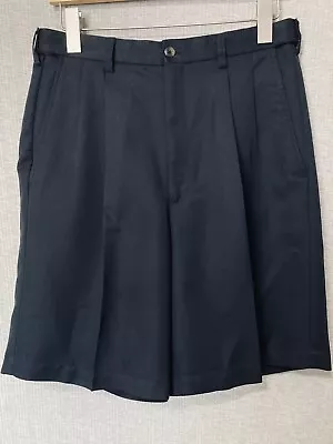 Haggar Men’s Dress Shorts Size 32” Navy Blue Bermuda Pleated Front • $14