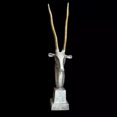 GAZELLE Bust Head Metal Steel Silver Gold Brass Industrial 25  Tall 3+ Lbs Ibex • $170