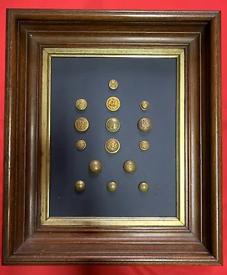 Framed Collection 15 Brass Civil War Era  & Circa 1880 Buttons $2490 Value • $849.99