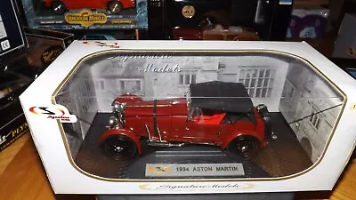 Signature Models 1934 Aston Martin Red Black Top Diecast 1/18 Scale NIB Rare • $69.99