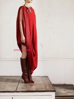 Maison Martin Margiela H&m Red Wool Mix Hitched Up Dress Uk 10 Us 6 S Bnwt Rare • $227.32