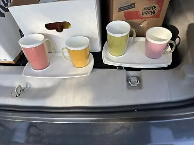 Vintage Thermo-Temp Insulated Coffee Mugs With Trays- 1950-60's Lot • $40
