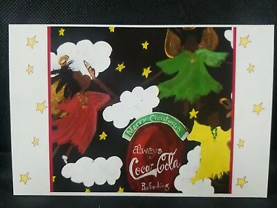 Vtg Coke Holiday 1998 Unused Postcard Coca Cola Holiday Christmas Angels Fan Art • $8