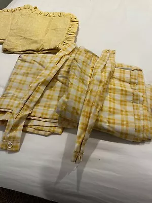 Vintage Laura Ashley Cowslip/yellow Plaid Bathroom Towels Shower Curtain Etc • $40