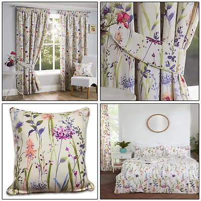 £27.99 • Buy HAMPSHIRE Floral Printed Lined Ready Made Tape Top Pencil Pleat Curtains Pair