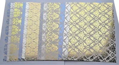 Kanban 12 A4 Sheets Foiled Damask Style Card Stock D P&P Discounts • £3.99