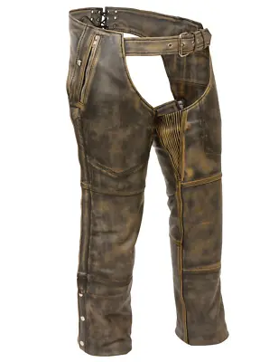 Motorcycle Distressed Brown Mens Leather Riding Biker Chaps • $109.99