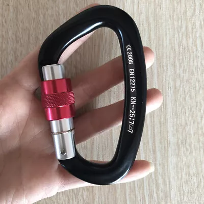 £1.06 • Buy 25KN Carabiner Clip Hook D-Ring Heavy Duty Aluminum Screw Lock Rock Climbing UK