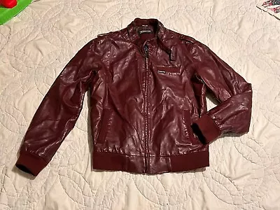 Members Only Jacket Faux Leather Maroon Size Large • $21