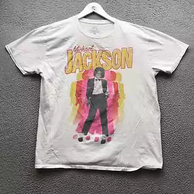 Michael Jackson T-Shirt Men's XL Short Sleeve Music Graphic Crew Neck White Red • $16.99