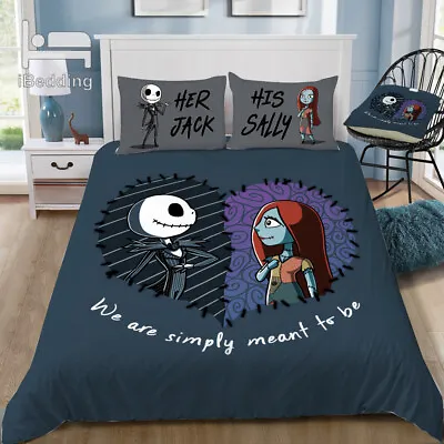 The Nightmare Before Christmas Jack And Sally Duvet Cover Pillowcase Bedding Set • $78