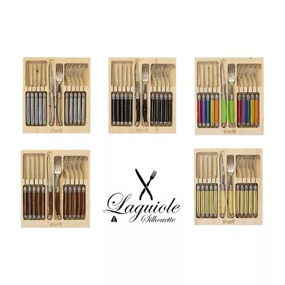 New Laguiole Silhouette 12 Piece Stainless Steel Steak Knife And Fork Set • $79.96