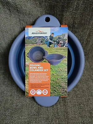 Adventuridge Blue Folding Bowl And Colander Set For Camping / Caravan / Home • £9.99
