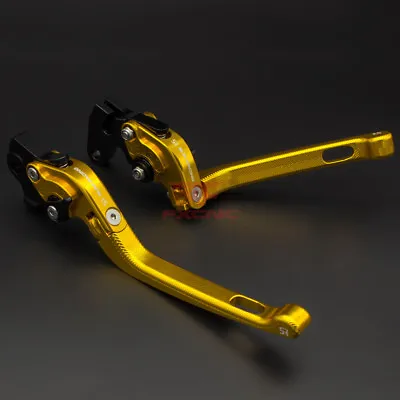 FXCNC Motorcycle Brake Clutch Levers For Kawasaki Foldable Fold Adjustable Gold • £30.99