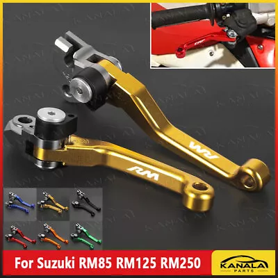 LOGO  RM  CNC Pivot Dirt Bike Brake Clutch Levers For Suzuki RM85 RM125 RM250 • $28.82