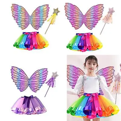 £11.80 • Buy Girls Butterfly Wing Costume Dress Up Fairy Child Tutu Wand Apparel Cosplay Kids