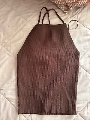 $12 • Buy Zara Halter Top Size Small Brown  Canale Top