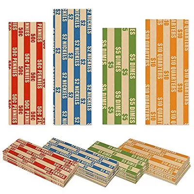 1000 Flat Standard Striped Coin Roll Wrappers For U.S. Coins - 250 Each Of Pe... • $29.73