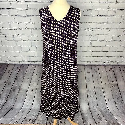 Eastex Blue Polkadot Dress Women's Size 10 Long Stretch Lined Flattering VGC • £4.99