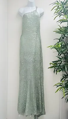 Maria Grachvogel Vintage Couture Catwalk SS 1999 Long Green Sequin Evening Dress • £1750