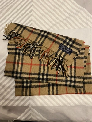 £57 • Buy Vtg Burberry 100% Cashmere Scarf Scotland 3-d Knit Fragmented Nova Check Op Art
