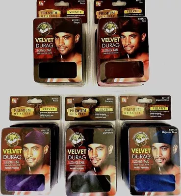 Premium Soft Velvet Durag LONG Straps Headwear Waves Cap - Coconut Oil Infused • $13.99