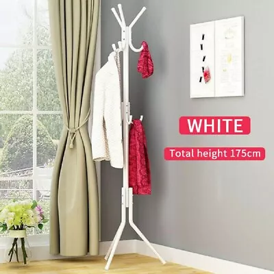 14 Hooks Coat Stand Coat Hat Jacket Umbrella Floor Standing Rack Clothes Hanger • £9.99