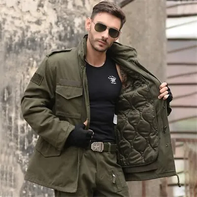  MenJacket  Thick  ArmyGreen Military Uniform Windbreaker With Detachable Liner  • $224.38