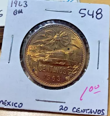 1963 Mexico 20 Centavos KM-440 Looks Uncirculated. Coin #548 • $0.99