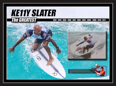 $595 • Buy Kelly Slater 'The Greatest' Signed & Framed Photo Case (PSA DNA #Q23775).