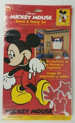 NIP Vintage Plaid Disney Mickey Mouse Stencil & Stamp Crafts Decor Set 2000 • $15.49