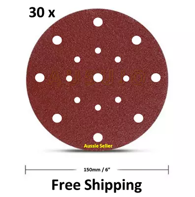 30 X 150mm / 6  40 - 1000 Grit Plaster Drywall Sanding Discs Pads Hook Loop • $27