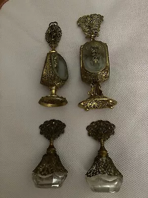 Lot Of 4 VINTAGE ORMOLU PERFUME BOTTLES • $80