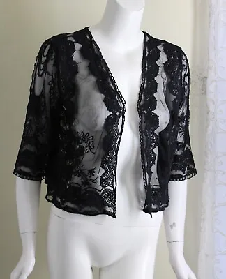 NWT Anthony Sz M Black Lace 3/4 Embroidered Shrug Style Jacket Art-to-Wear • $43.50