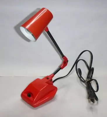 Vtg Mid Century MOD Fedtro BRIGHT Red Powerhouse Adjust-O-Matic Desk Lamp • $54