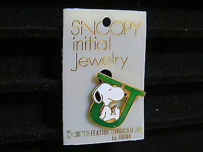 Snoopy Peanuts Charlie Brown Aviva Vintage Initial Jewelry Lapel Pin Figure 1975 • $7.99