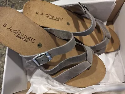 A. Giannetti Cork Wedge Gray Sandal 40 9.5 Women's New • $15